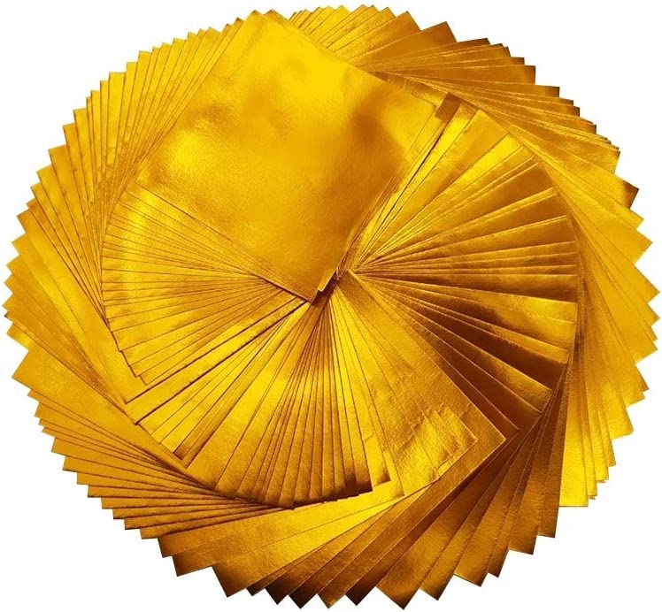 100 Origami Paper Sheets Paper Pack Gold foil Paper 3x3 inches Paper Squares  (Gold)