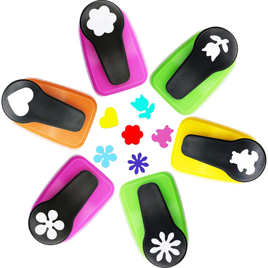 Paper Punches, 1 inch Hole Punch,Heart Paper Punch, 6pcs Hole Punch Set, Flower Paper Punch, For Scrapbooking