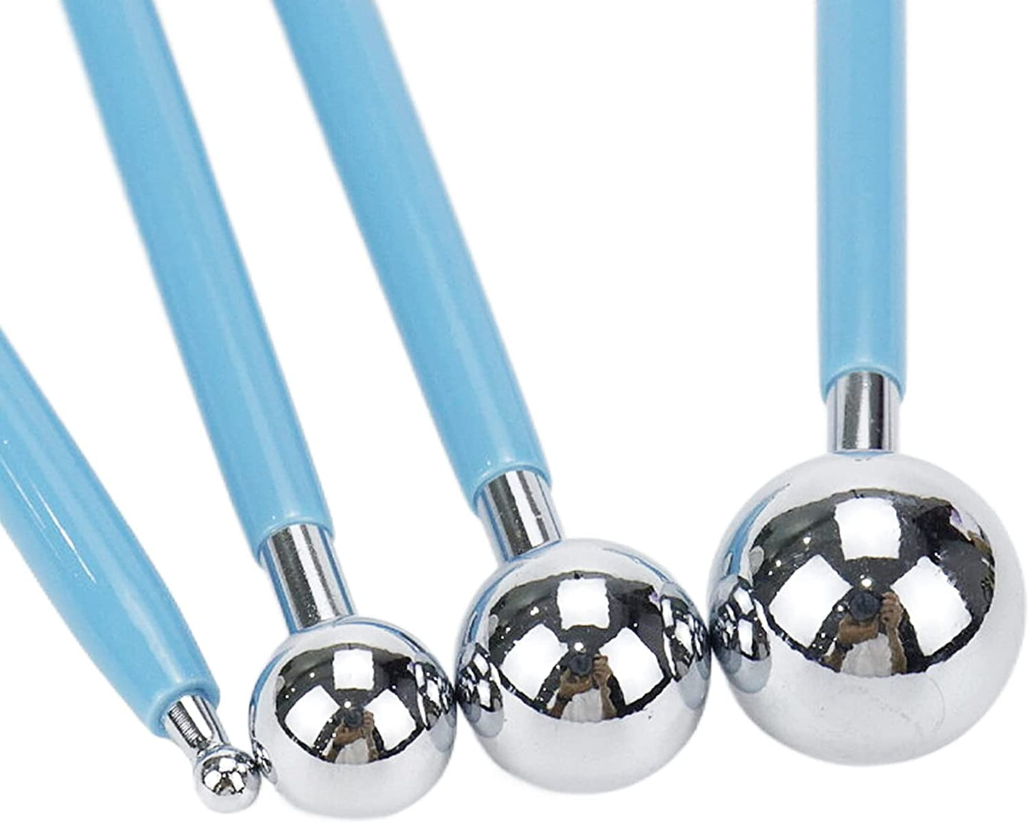 1SET/4PCS Blue+Silver Modelling Ball Tool,Pottery Sculpting Tools,Pottery Tool Ball Stylus