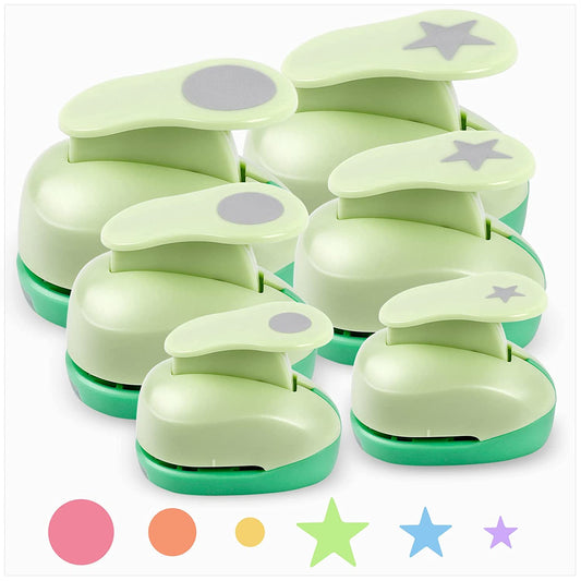 UCEC 6 Pcs Craft Hole Punch, 1-Inch Paper Puncher Handmade Hole Scrapbooking Punches, Different Shape Crafting Designs for Kindergarten Teacher Office Supplies Kids