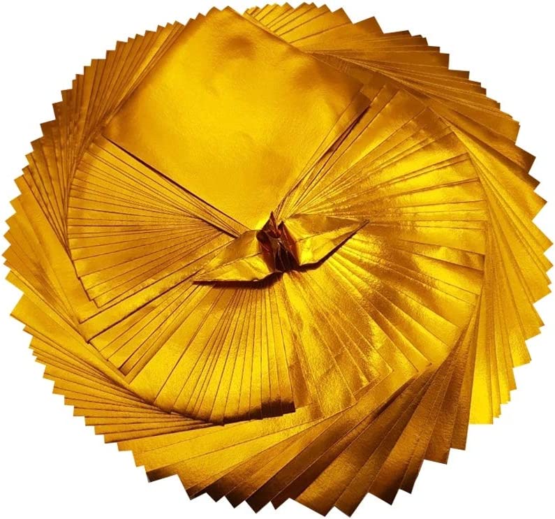 100 Origami Paper Sheets Paper Pack Gold foil Paper 3x3 inches Paper Squares  (Gold)
