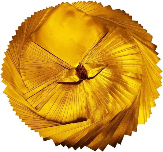 100 Origami Paper Sheets Paper Pack Gold foil Paper 3x3 inches Paper Squares  (Gold)