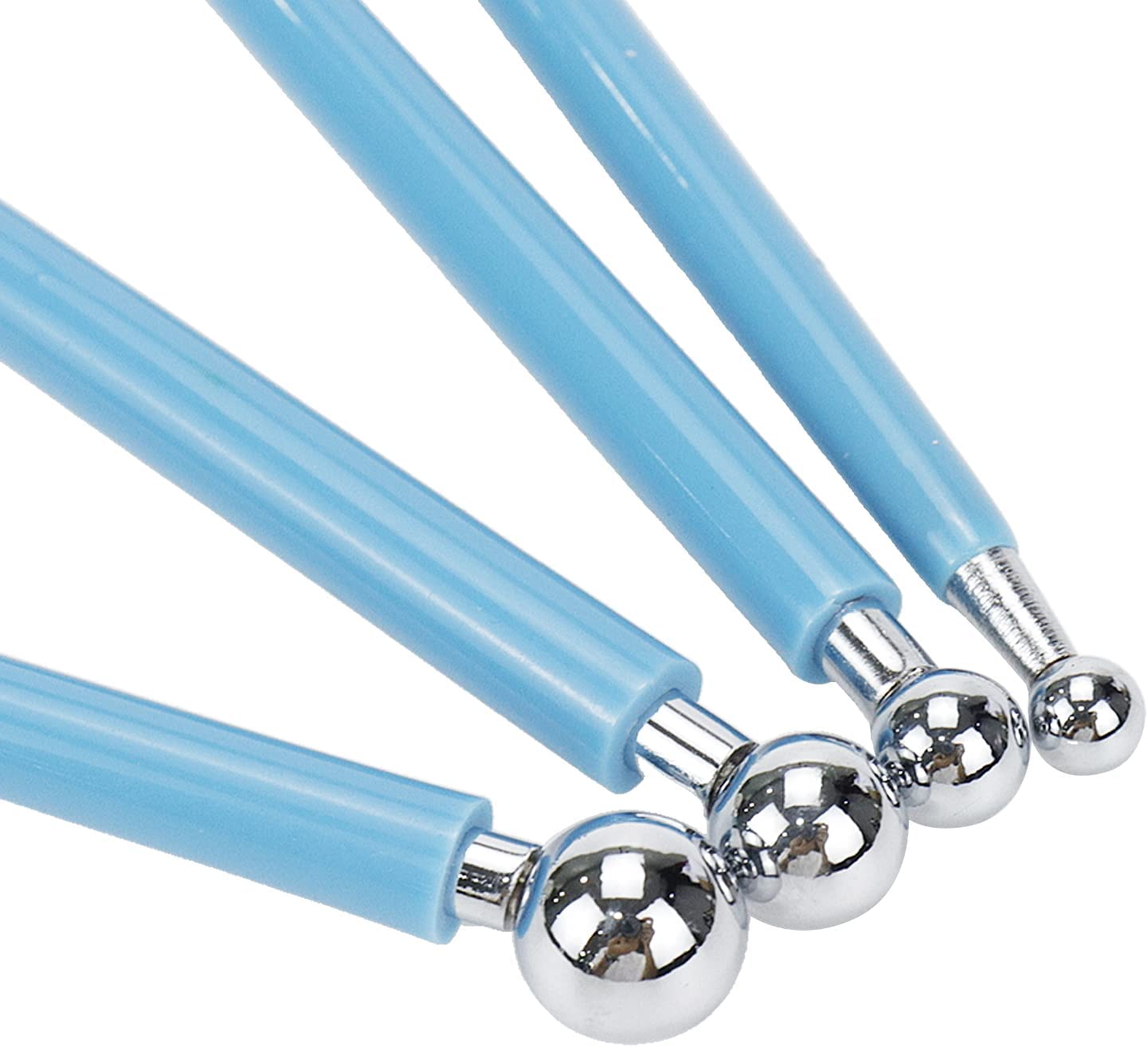 1SET/4PCS Blue+Silver Modelling Ball Tool,Pottery Sculpting Tools,Pottery Tool Ball Stylus