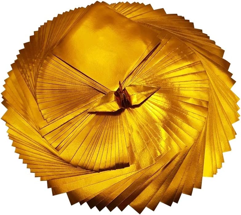 100 Origami Paper Sheets Paper Pack Gold foil Paper 3x3 inches Paper Squares  (Gold)