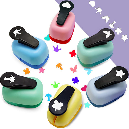 ARC Hole Punch Shapes,Single Hole Punch, 6PCS Hole Puncher for Crafts Scrapbook Punches, Star Hole Punch, Heart Hole Punch