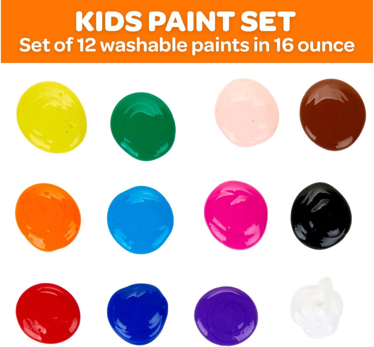 Crayola Washable Paint, 12 Count,16 Oz