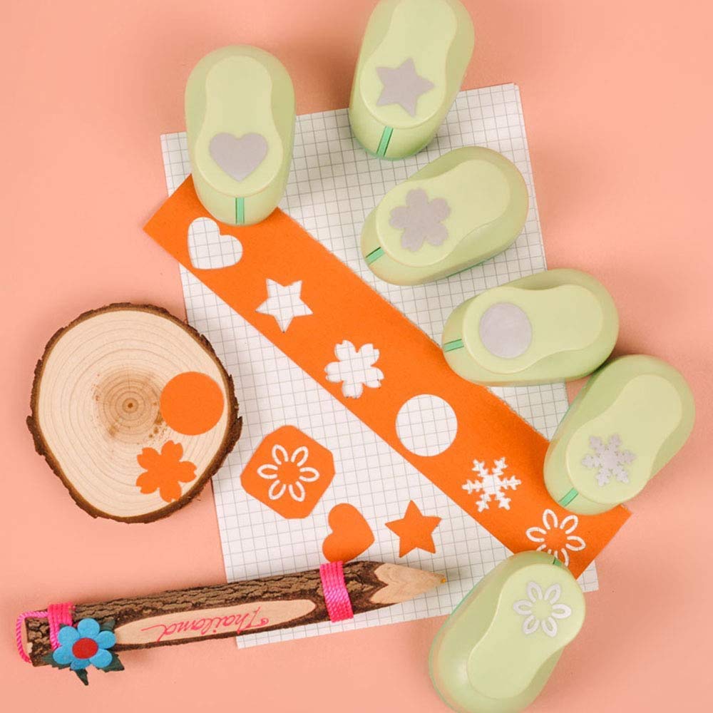 UCEC 6 Pcs Craft Hole Punch, 1-Inch Paper Puncher Handmade Hole Scrapbooking Punches, Different Shape Crafting Designs for Kindergarten Teacher Office Supplies Kids