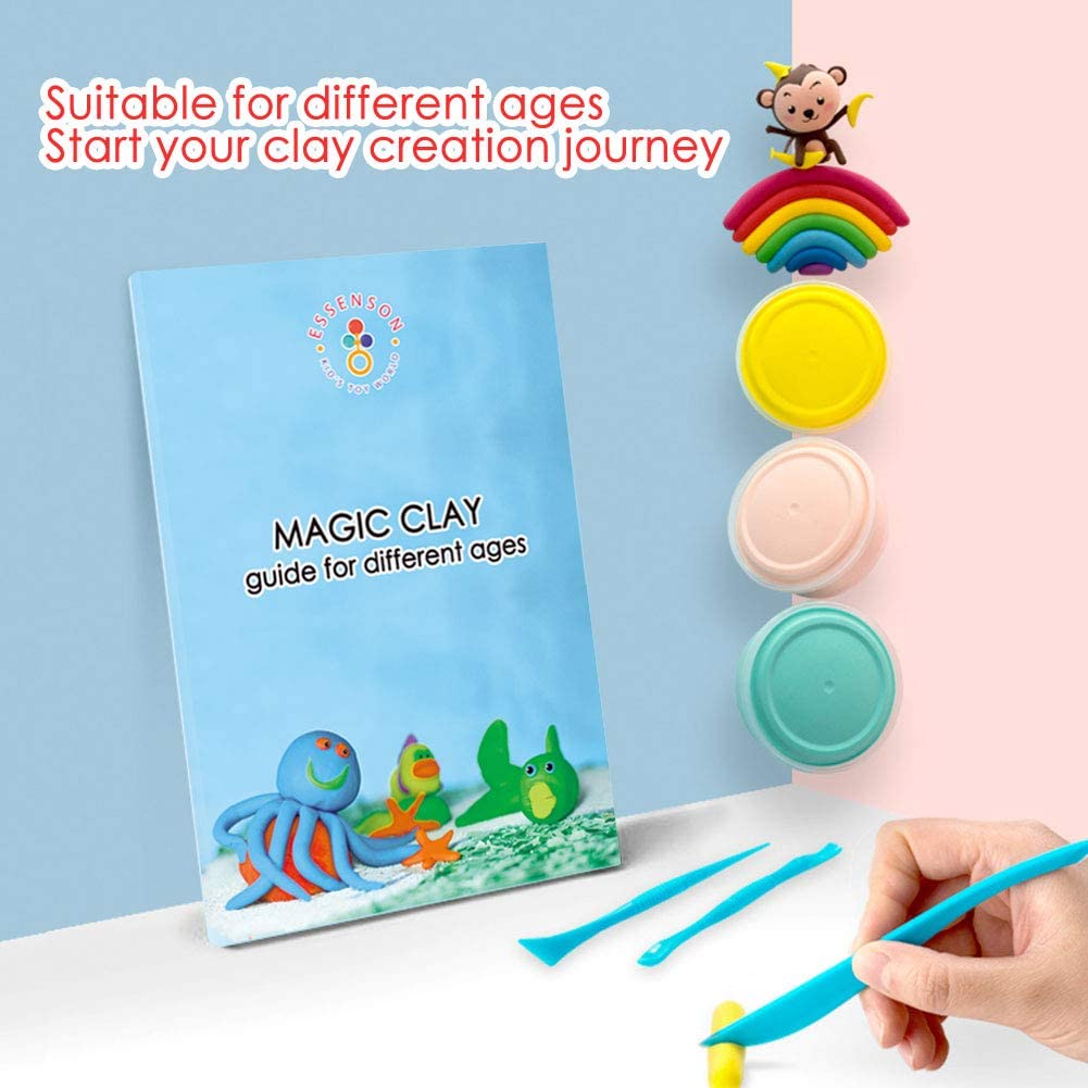 Modeling Clay Kit - 24 Colors Air Dry Ultra Light Magic Clay, Soft & Stretchy DIY Molding Clay with Tools, Animal Accessories