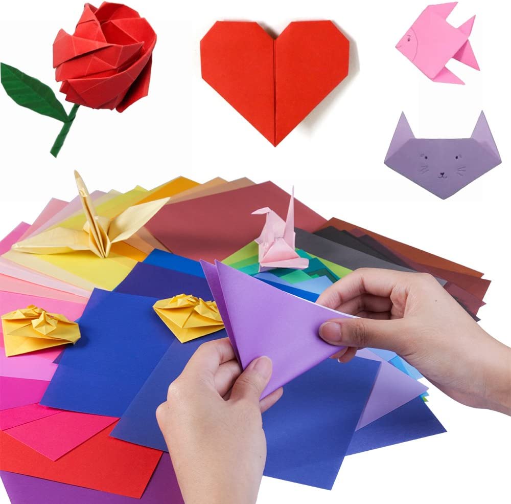 Origami Paper Large, Opret 100 Sheets 20x20cm / 8 inch Large Origami Paper 50 Vivid Colors Single Sided