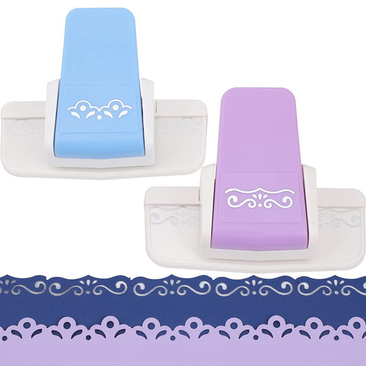 PRENDI 2 Pieces Border Punch for Paper Crafts Fancy Punches Scrapbooking Cards DIY Craft and Wedding Invitations