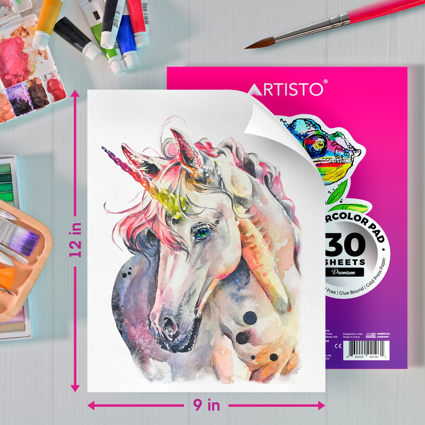 Artisto Watercolor Pads, 9 x 12", 300gsm, Pack of 2 (60 Sheets), Acid-free Paper