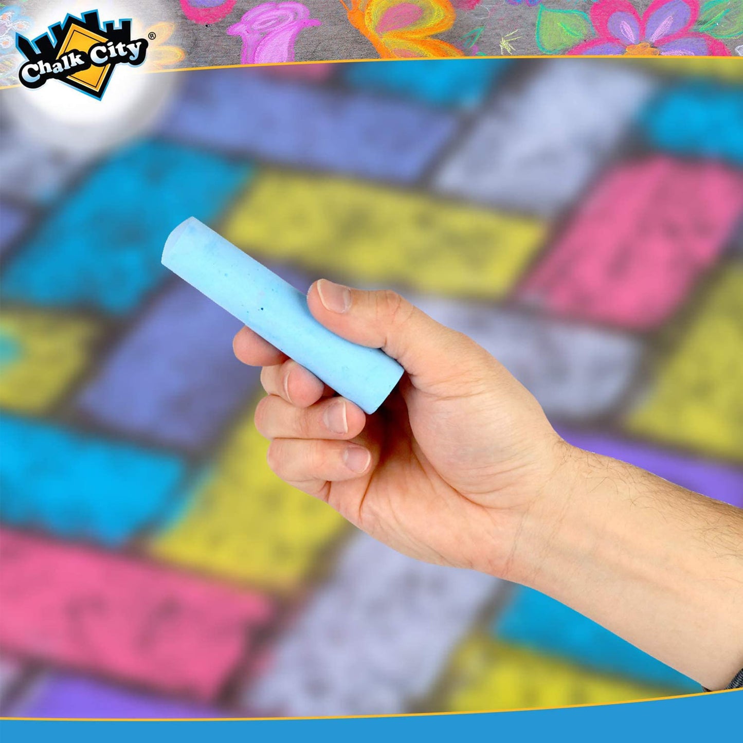Chalk City Sidewalk Neon Chalk for Kids Washable Outdoor Jumbo Chalks Bucket 136 Count