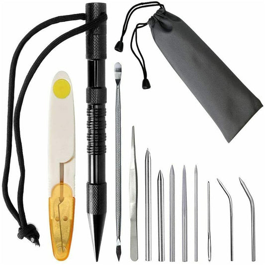 Allnice 12 in 1 Paracord Bracelet Stainless Steel Fid Lacing Stitching Needles Tools Set