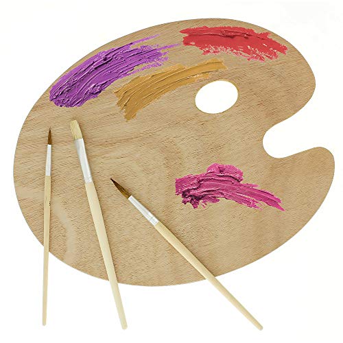U.S. Art Supply 12-Piece Artist Paint Brush Set with 9" x 12" Wood Painting Palette