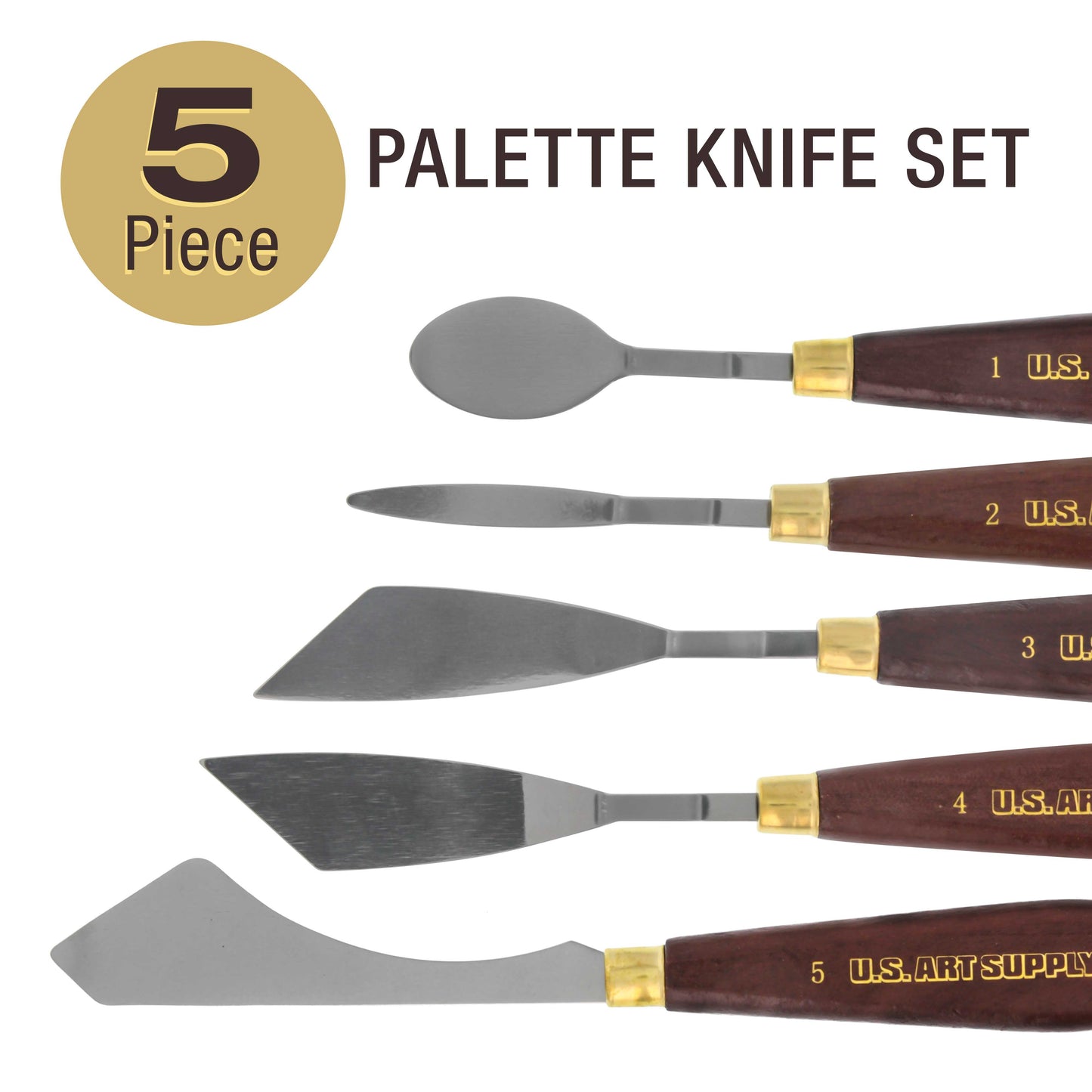 U.S. Art Supply 5-Piece Artist Stainless Steel Palette Knife Set