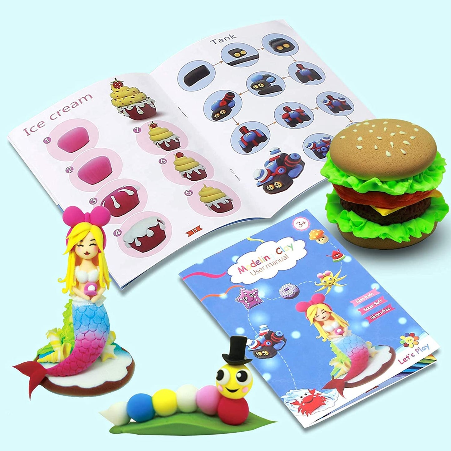 CiaraQ Modeling Clay Kit - 50 Colors Air Dry Ultra Light Clay, Safe & Non-Toxic