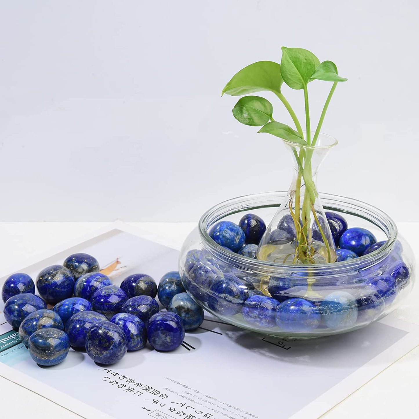 Ainuosen 1LB Natural Polished Tumbled Lapis Lazuli Crystals Stones 0.8-1.2 inch