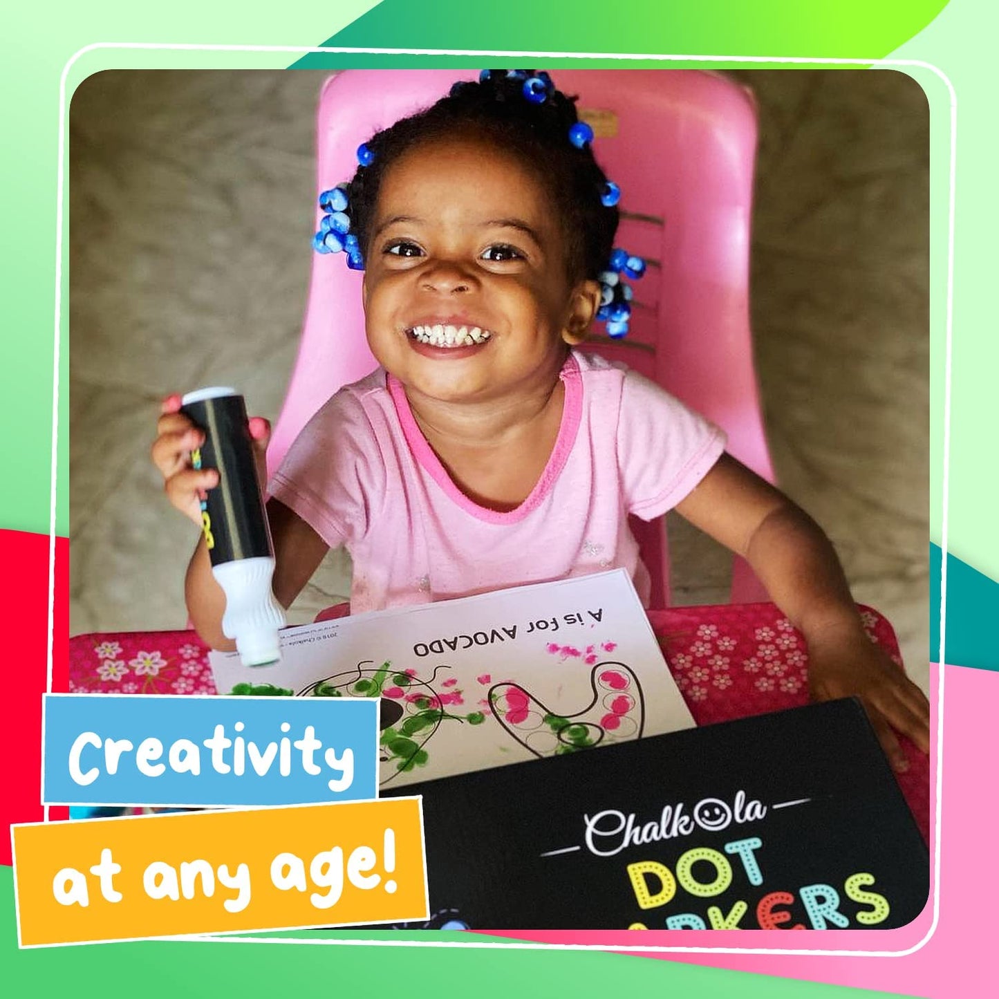 Chalkola Kids Washable Dot Markers 10 Shimmer Colors | Water-Based Non Toxic Paint Daubers for Toddlers | Fun Preschool Art Supplies