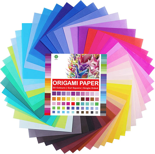 Origami Paper Large, Opret 100 Sheets 20x20cm / 8 inch Large Origami Paper 50 Vivid Colors Single Sided