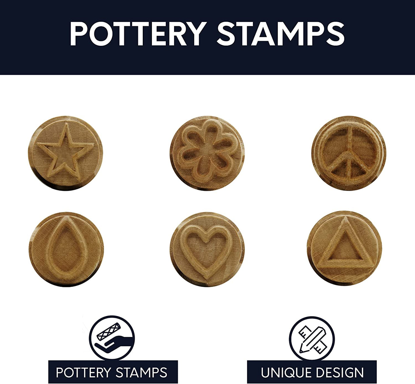 Byllstore Extra Large Texture Rollers for Clay - 1 & 3 Packs of Premium Wooden Texture Rollers with Pottery Stamps (7" x 1.2", 3 Pack)