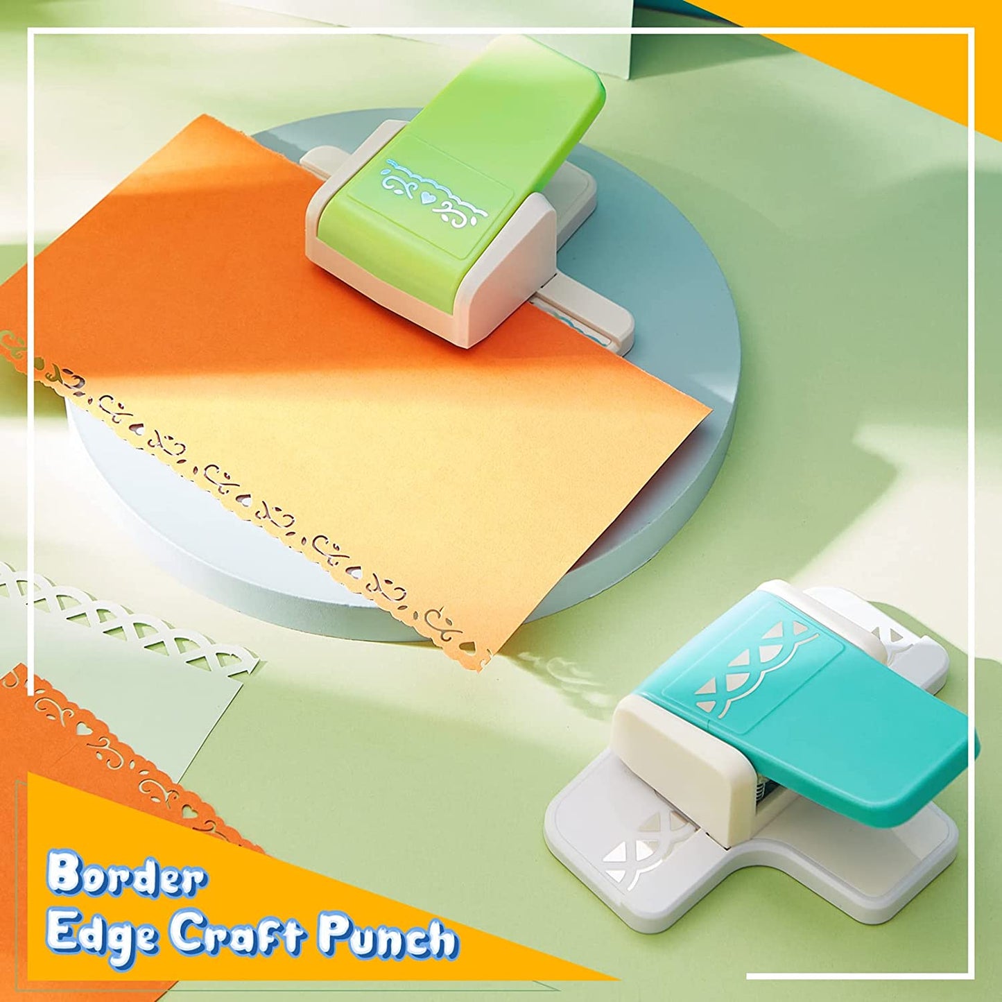 2 Pcs Paper Punch Border Craft Fancy Punches Flower Embossing Punch for Card Making Handmade Cutter DIY Gift Card Puncher for Scrapbooking Die Cut Wedding Cards Crafting(Sweet Style)