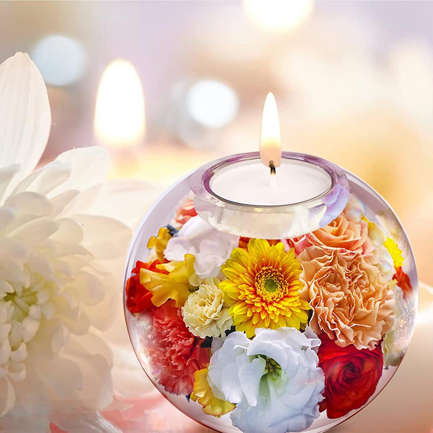 Tealight Candle Holder Resin Molds, 4 Inch and 3.2 Inch Tea Light Holder Molds, Large Sphere Epoxy Resin Mold for DIY Wedding Home Table Decor