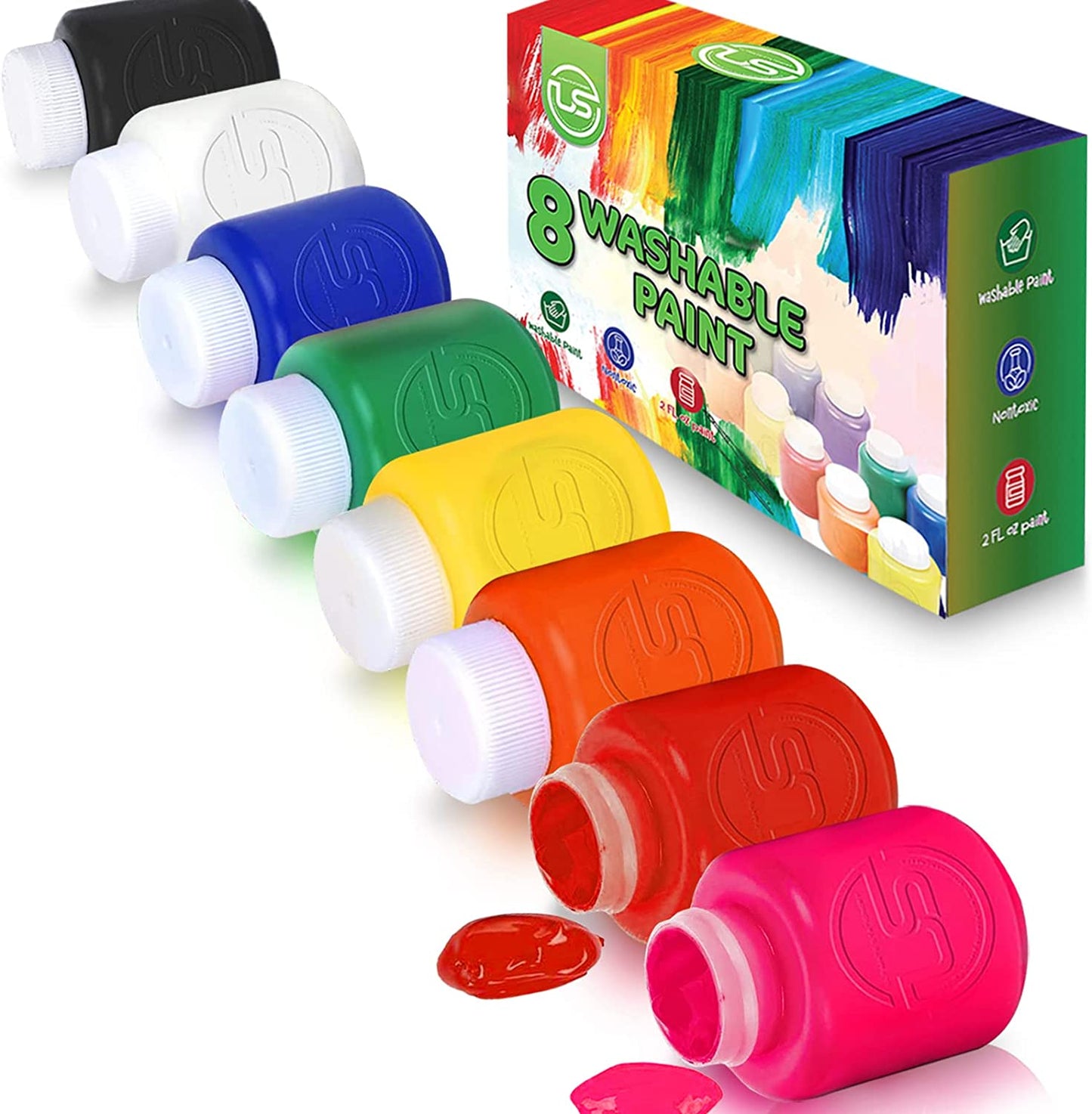 LS Kids Paint Set - 12 Colors Kids Paint 2 oz Each - Washable Paint for Kids for Kids Art, Craft, School and Home Finger Painting Projects