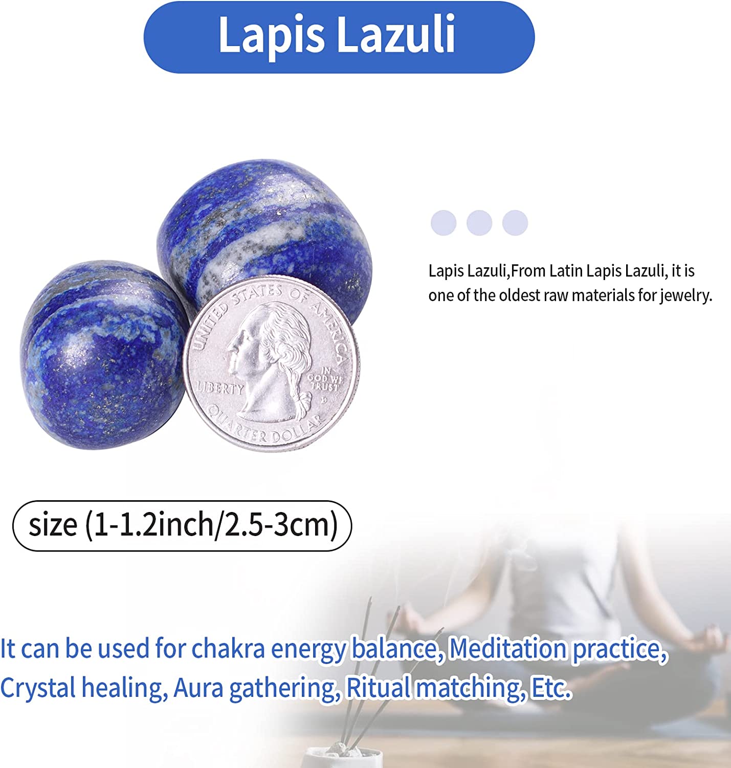 Ainuosen 1LB Natural Polished Tumbled Lapis Lazuli Crystals Stones 0.8-1.2 inch