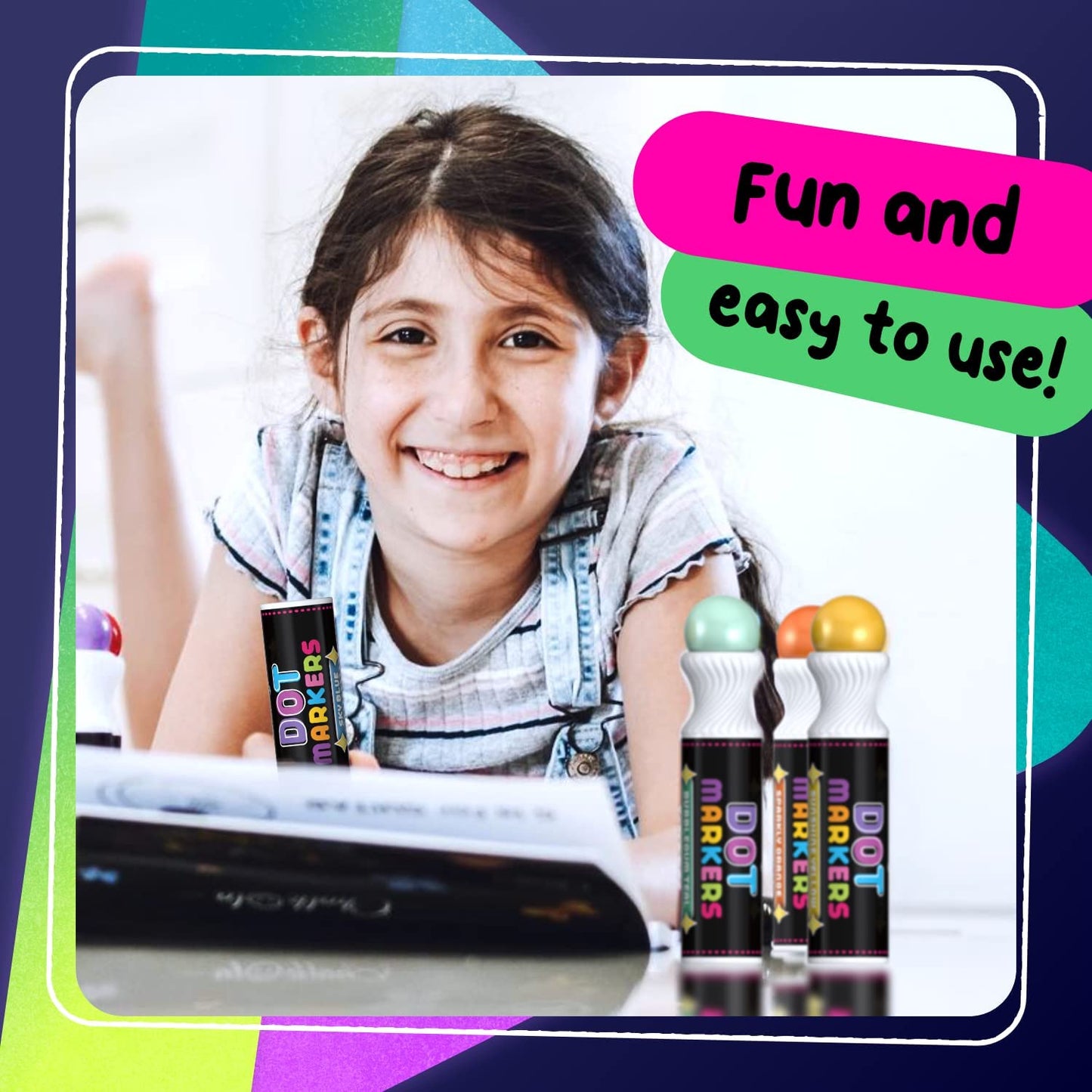 Chalkola Kids Washable Dot Markers 10 Shimmer Colors | Water-Based Non Toxic Paint Daubers for Toddlers | Fun Preschool Art Supplies