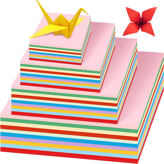 2300 Sheets Origami Paper Assorted Sizes DIY Paper Vivid Colored Paper Colorful Double Sided Square Paper for Kids Adults Beginners Fold Paper Flower School Craft Art Lesson Project, 10 Colors 4 Sizes