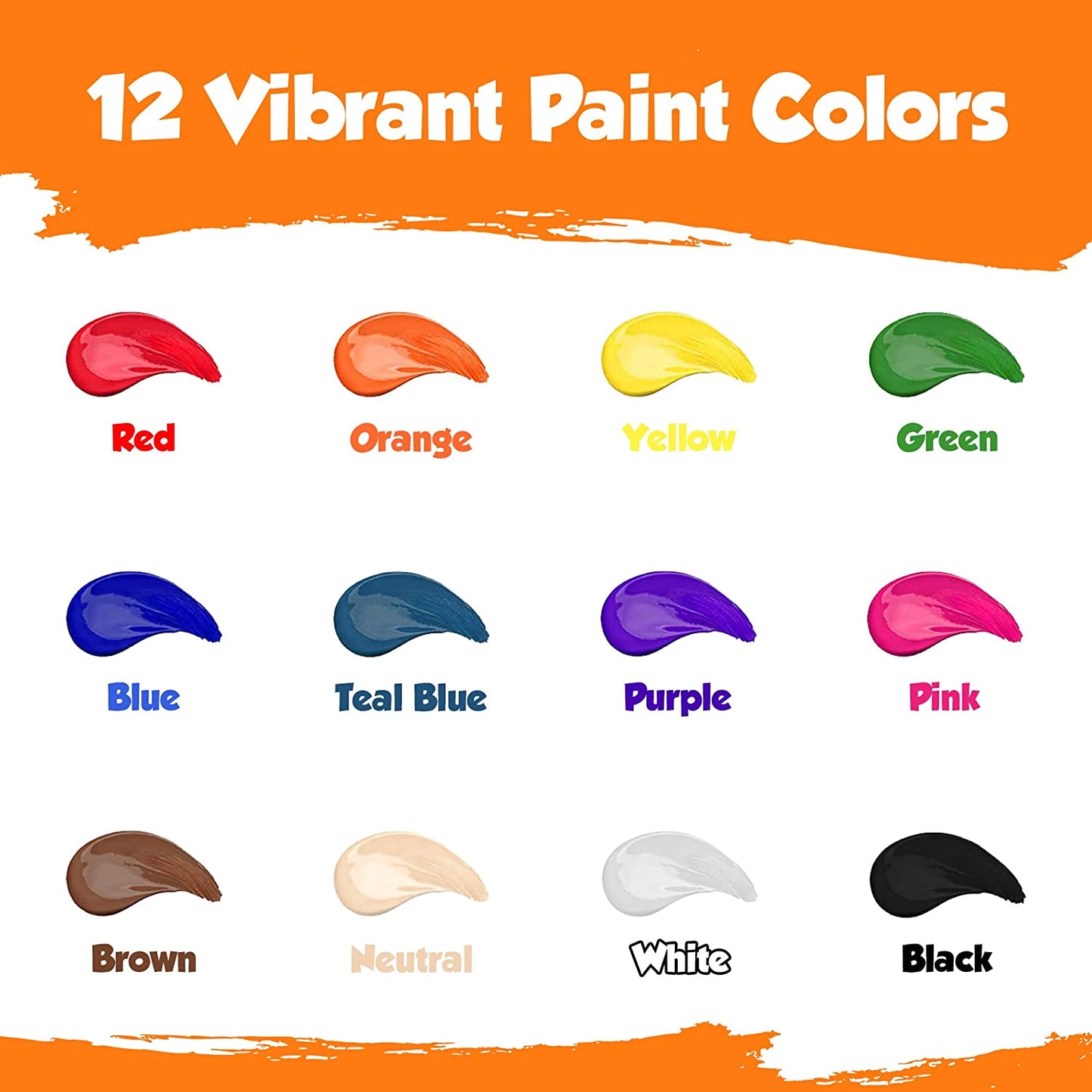 LS Kids Paint Set - 12 Colors Kids Paint 2 oz Each - Washable Paint for Kids for Kids Art, Craft, School and Home Finger Painting Projects