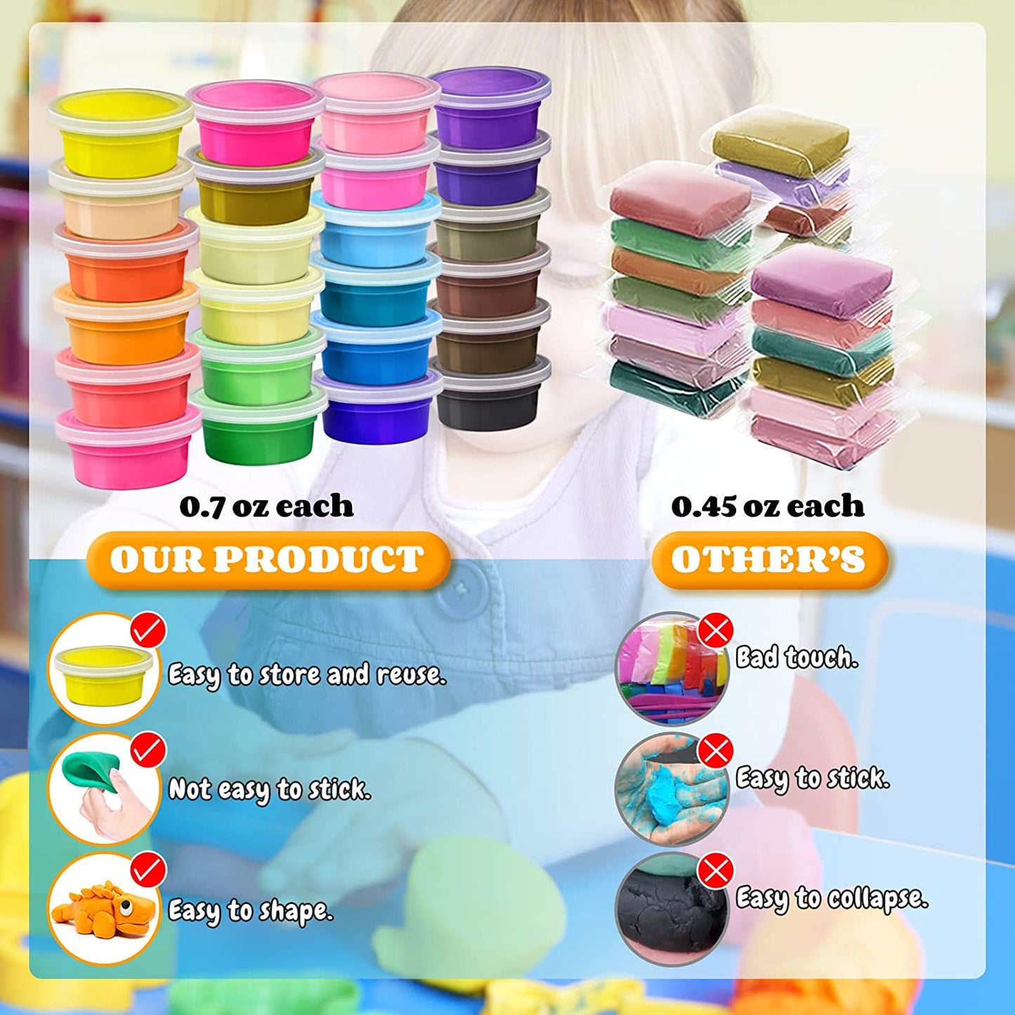 Modeling Clay Kit - 24 Colors Air Dry Ultra Light Magic Clay, Soft & Stretchy DIY Molding Clay with Tools, Animal Accessories