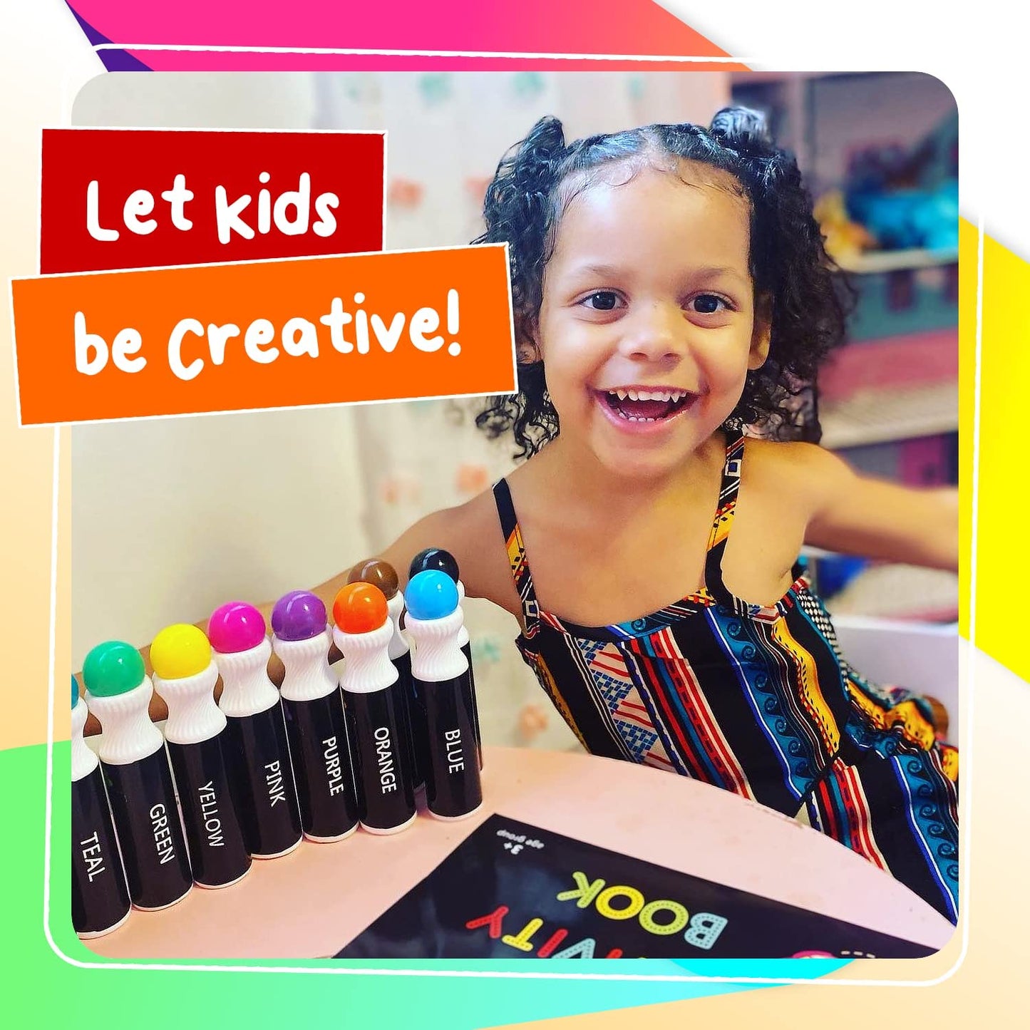Chalkola Kids Washable Dot Markers 10 Shimmer Colors | Water-Based Non Toxic Paint Daubers for Toddlers | Fun Preschool Art Supplies