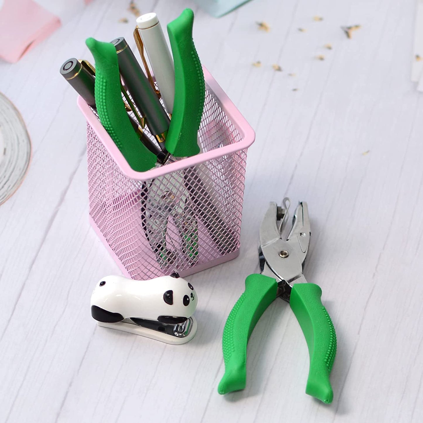 1/4 and 1/8 Inch Small Single Hole Punch, 2 Pack Handheld Circle Shaped Hole Puncher with 8 Sheet Capacity for DIY Craft Paper, Tag & Ticket, Perfect for Home, Office, Back to School Supplies