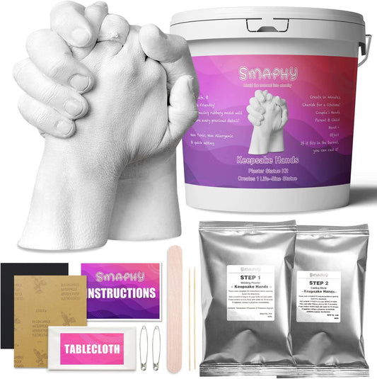 Hands Casting Kit, DIY Hand molding Kit. Hand Holding Craft for Couples, Adult & Child, Family, Friends. Anniversary, Wedding & Couples Gifts (Gold & Silver)
