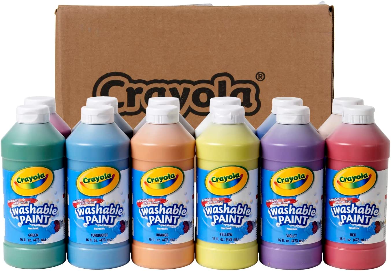 Crayola Washable Paint, 12 Count,16 Oz