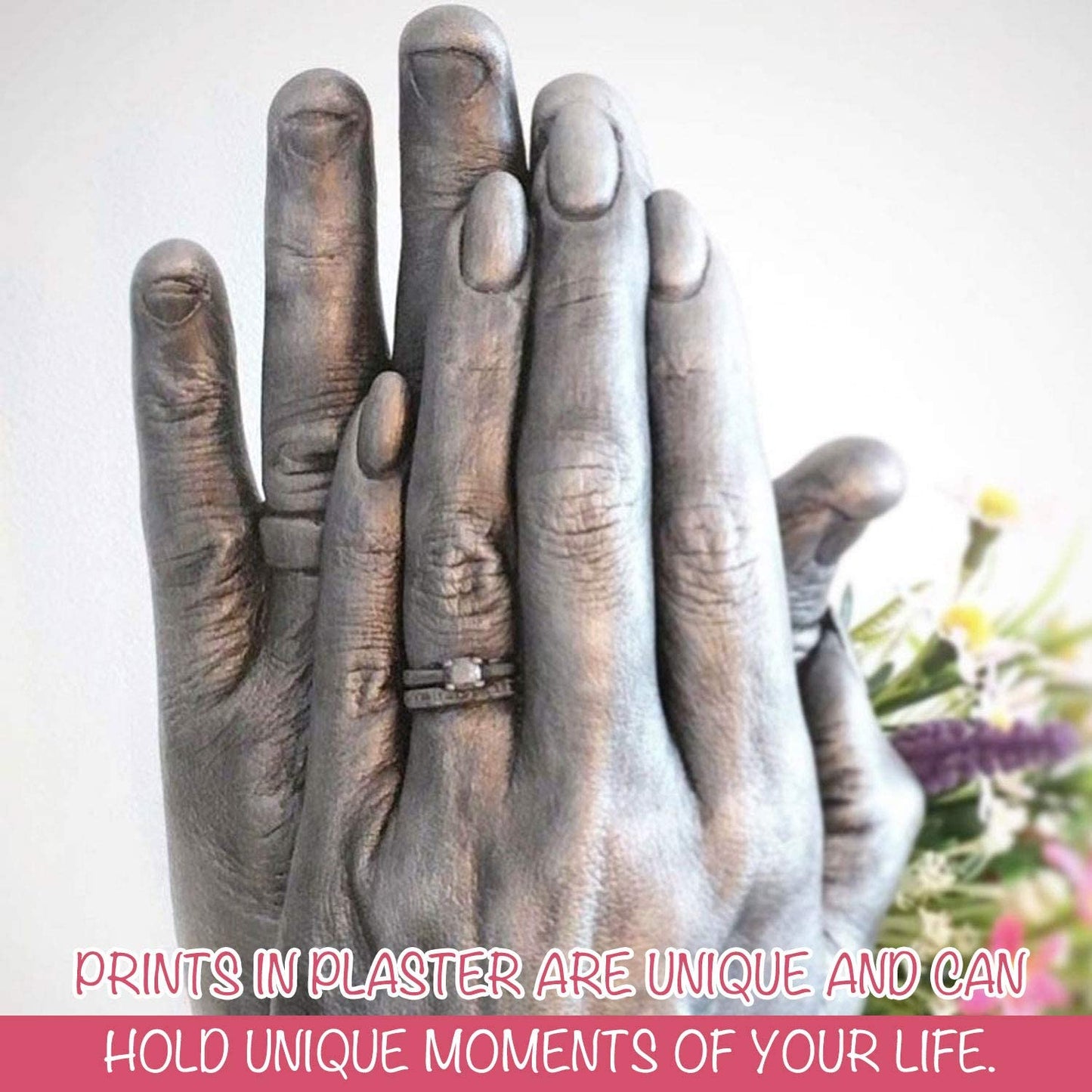 Hands Casting Kit, DIY Hand molding Kit. Hand Holding Craft for Couples, Adult & Child, Family, Friends. Anniversary, Wedding & Couples Gifts (Gold & Silver)
