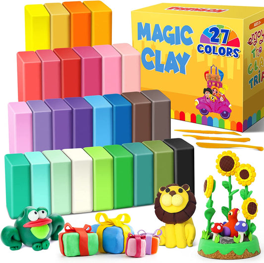 Air Dry Clay 27 Colors, Modeling Clay for Kids, DIY Molding Magic Clay for with Tools, Soft & Ultra Light