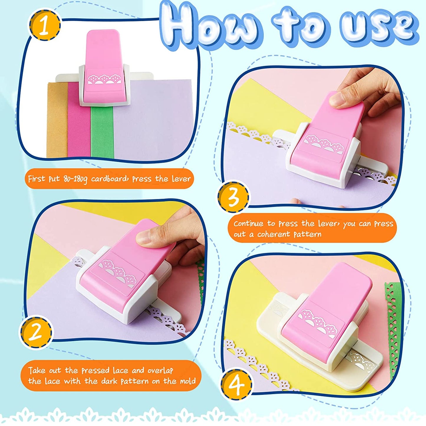 2 Pcs Paper Punch Border Craft Fancy Punches Flower Embossing Punch for Card Making Handmade Cutter DIY Gift Card Puncher for Scrapbooking Die Cut Wedding Cards Crafting(Sweet Style)
