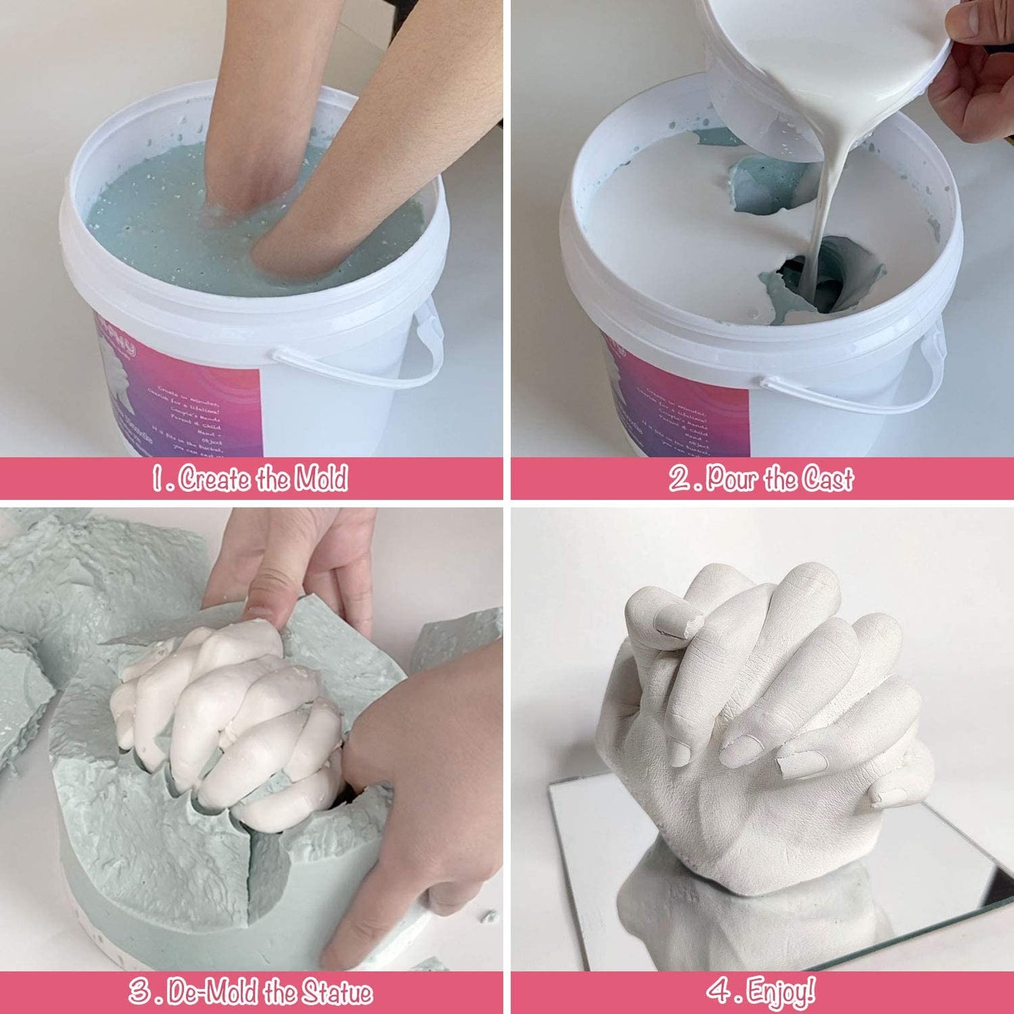 Hands Casting Kit, DIY Hand molding Kit. Hand Holding Craft for Couples, Adult & Child, Family, Friends. Anniversary, Wedding & Couples Gifts (Gold & Silver)