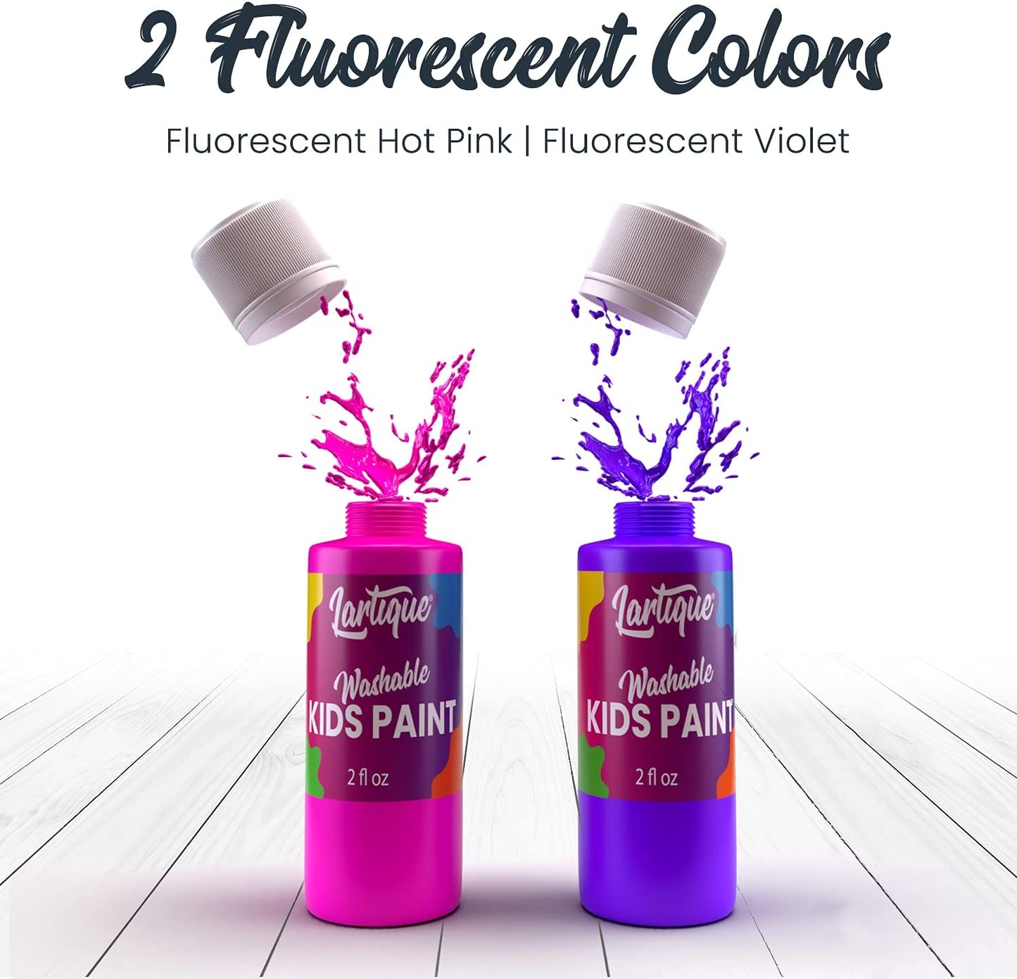 Lartique Washable Paint-12 Colors Finger Paint, Regular and Fluorescent Kids Paint Set
