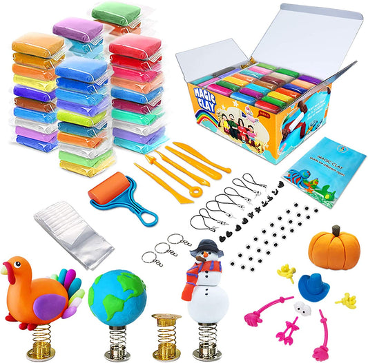 Modeling Clay Kit - 62 Colors Air Dry Magic Clay, DIY Clay Kit with Sculpting Tools