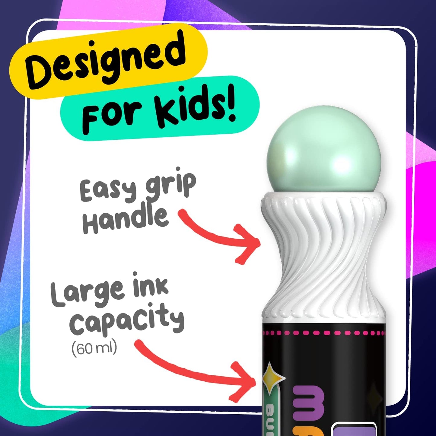 Chalkola Kids Washable Dot Markers 10 Shimmer Colors | Water-Based Non Toxic Paint Daubers for Toddlers | Fun Preschool Art Supplies