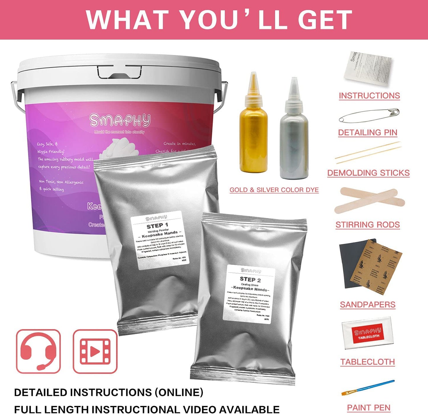 Hands Casting Kit, DIY Hand molding Kit. Hand Holding Craft for Couples, Adult & Child, Family, Friends. Anniversary, Wedding & Couples Gifts (Gold & Silver)