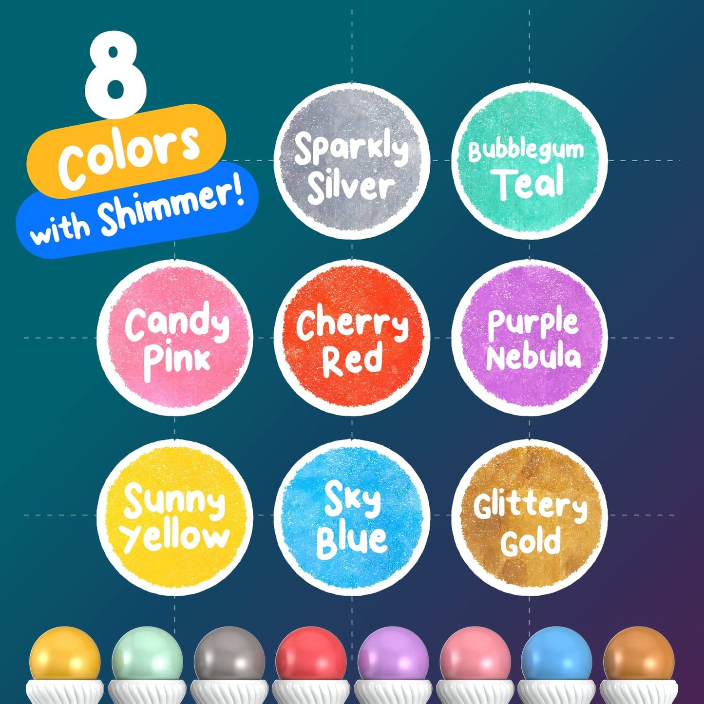Chalkola Kids Washable Dot Markers 10 Shimmer Colors | Water-Based Non Toxic Paint Daubers for Toddlers | Fun Preschool Art Supplies