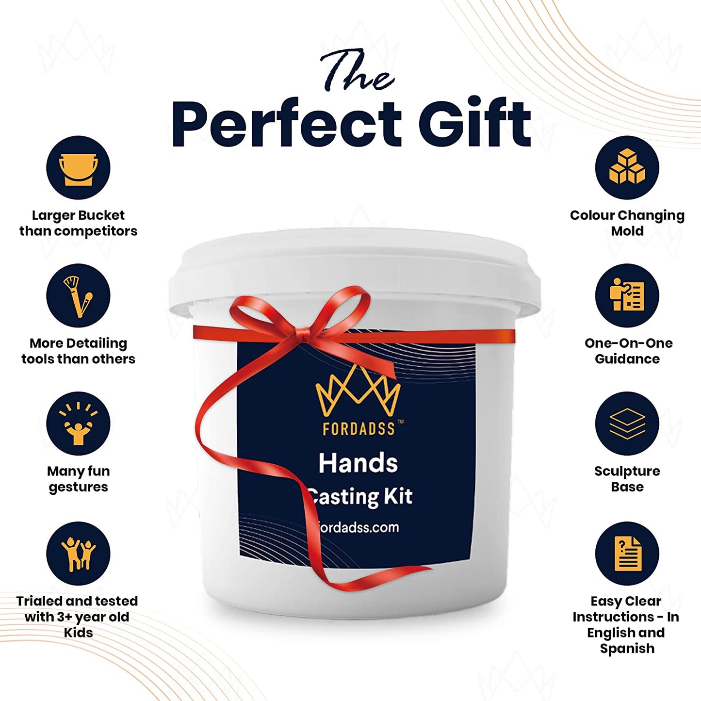 FORDADSS Hand Casting Kit Couples | Unique Birthday Gifts for Men Husband Father Grandpa | Wooden Base | DIY Hand Mold Kit | Kids Fathers Day Family Adult Child | Couple Gifts