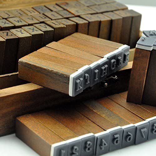 UCEC 70pcs Wooden Alphabet Rubber Stamps