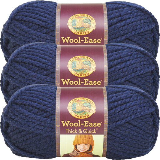 Lion Brand Wool-Ease Thick & Quick Yarn-Navy, Multipack Of 3
