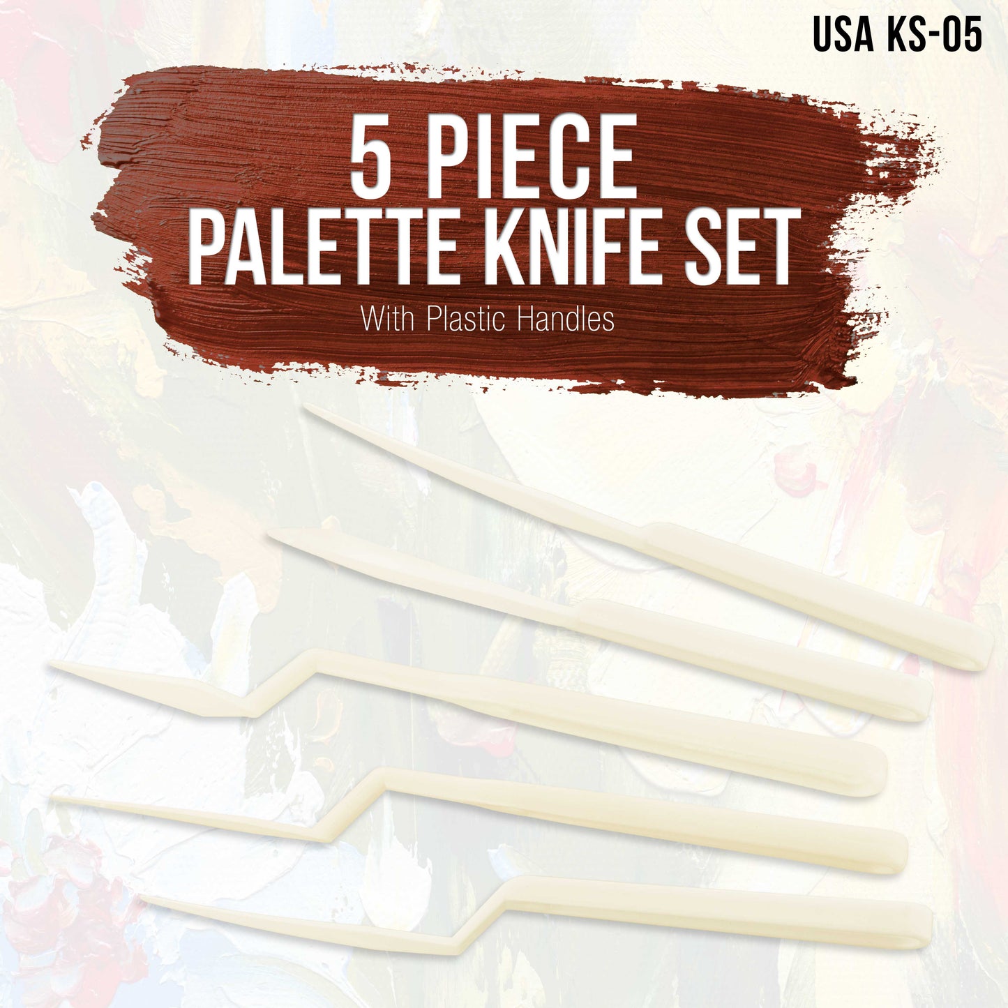 U.S. Art Supply 5-Piece Plastic Artist Spatula Palette Knife Set
