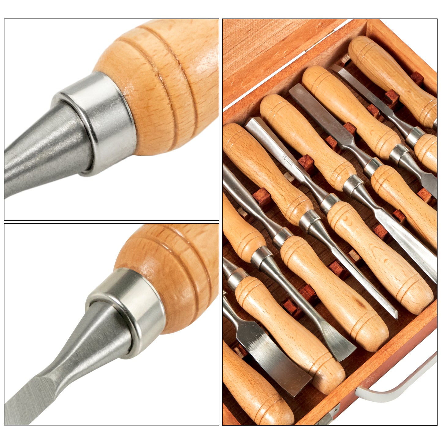 VEVOR Wood Chisel Sets 12 pcs Wood Carving Hand Chisel 3-3/4 inch Blade Length